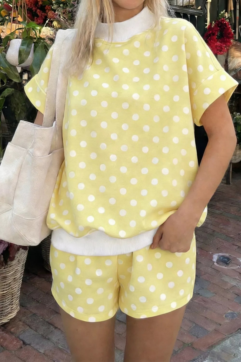 Polka Dot Short Sleeve Top and Shorts Set, view 10