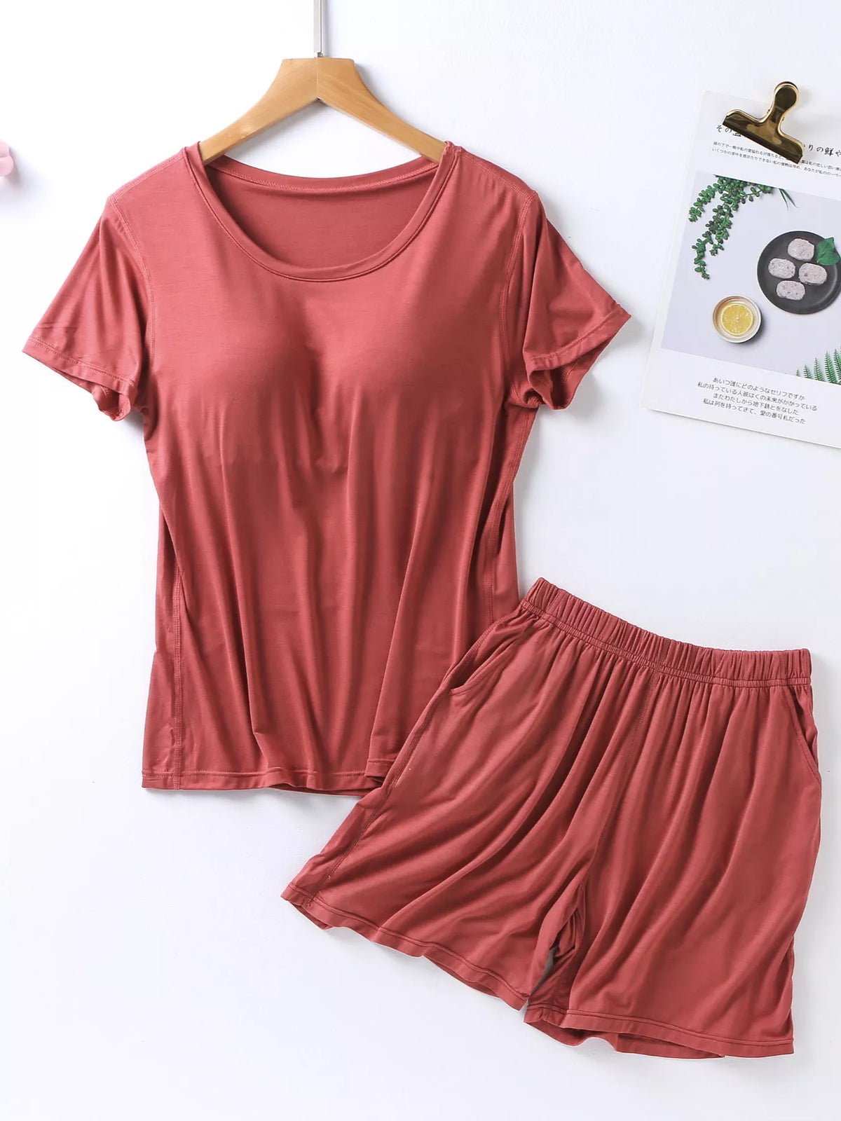 Modal tee and shorts set color option
