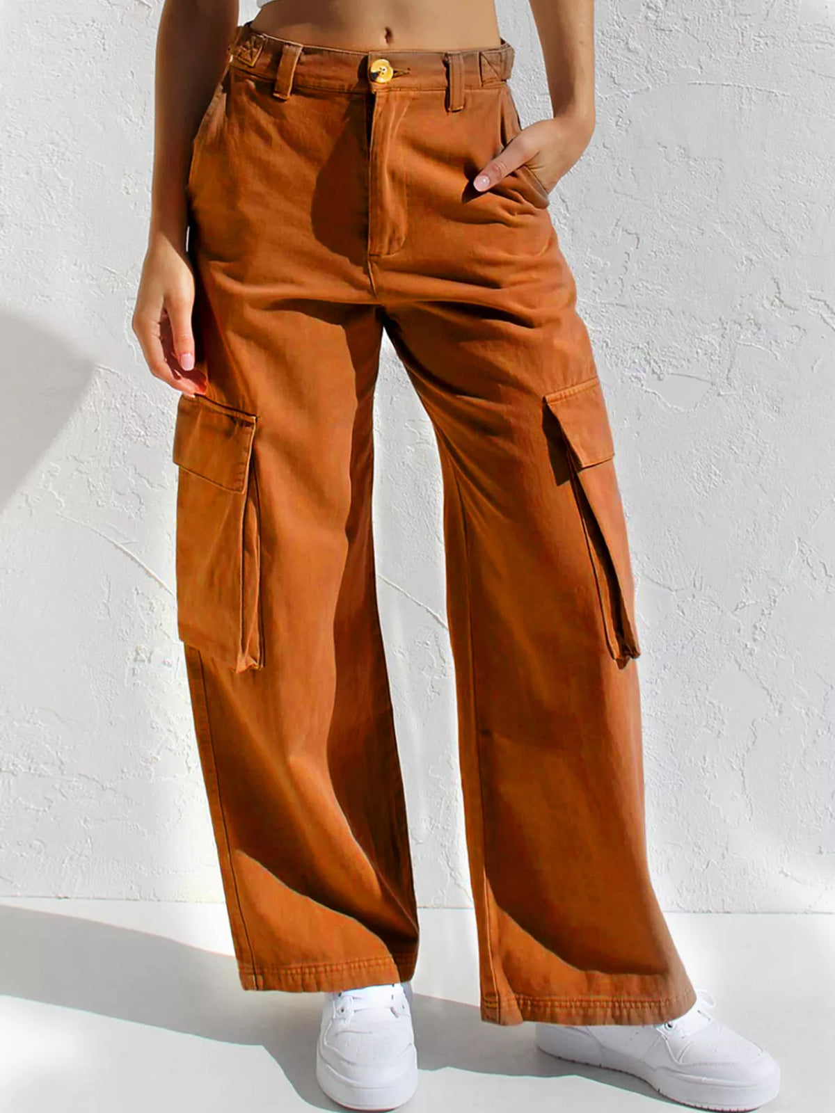 High Waist Wide Leg Cargo Jeans, view 12