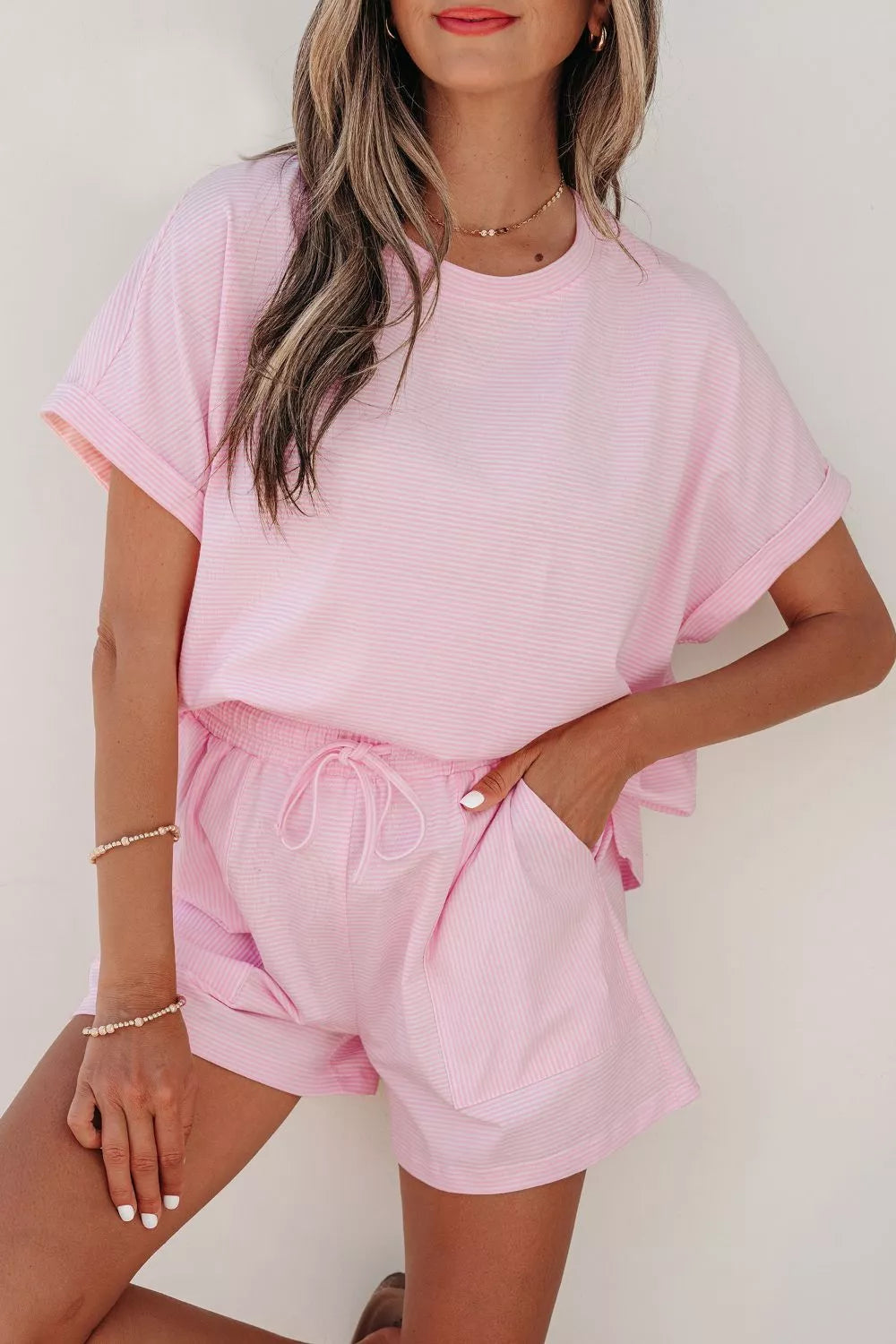 Drawstring shorts from the striped coordinated set