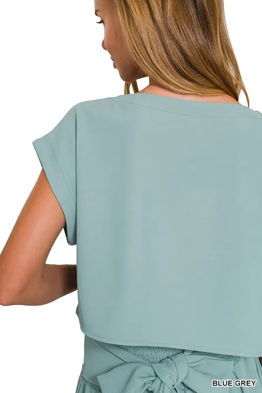 Zenana Heavy Woven Span Crop Tee & Skirt Set - Fashorio
