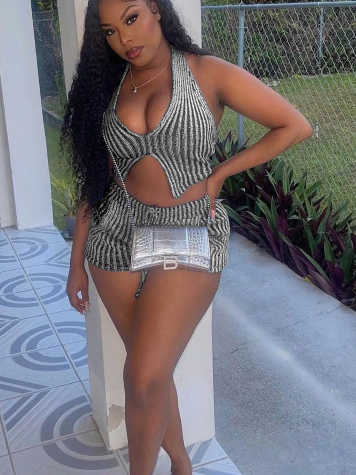 Halter Neck Top and Shorts Sweater Set, view 17
