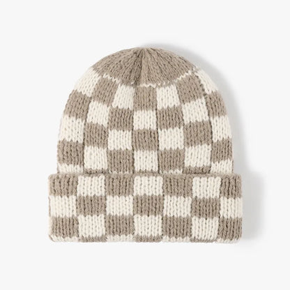Thermal Checkered Hat Khaki One Size - Fashorio