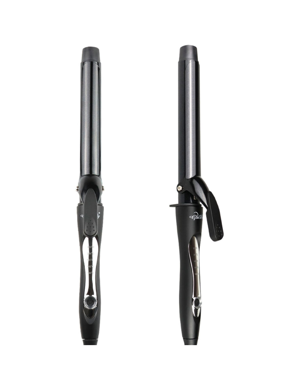 Adjustable temperature curling iron with barrel
