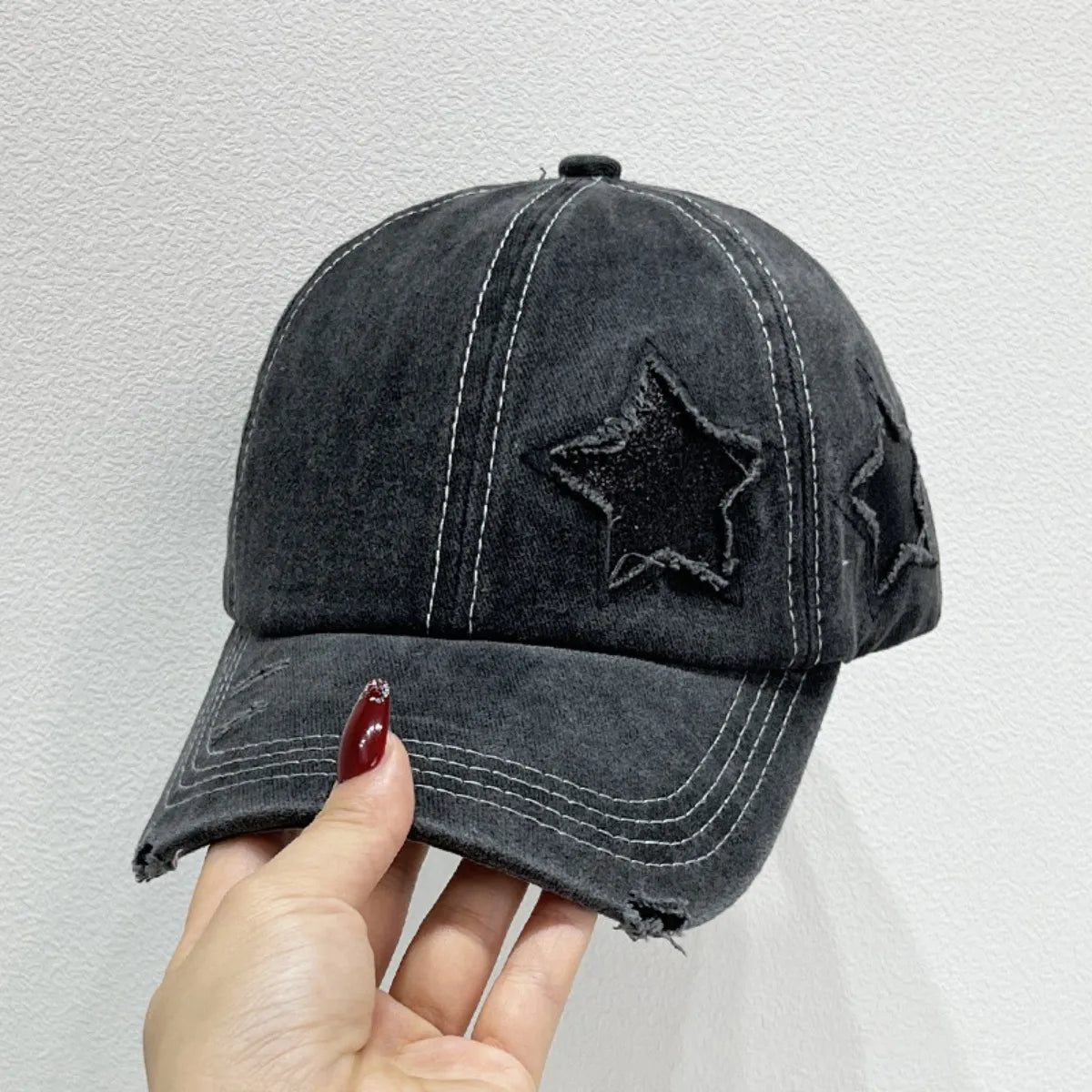Star Adjustable Baseball Cap Black One Size - Fashorio