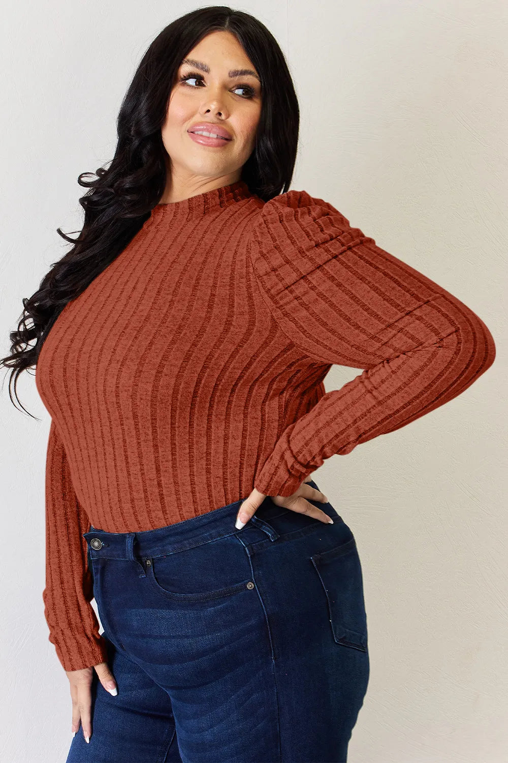 Mock neck top back view
