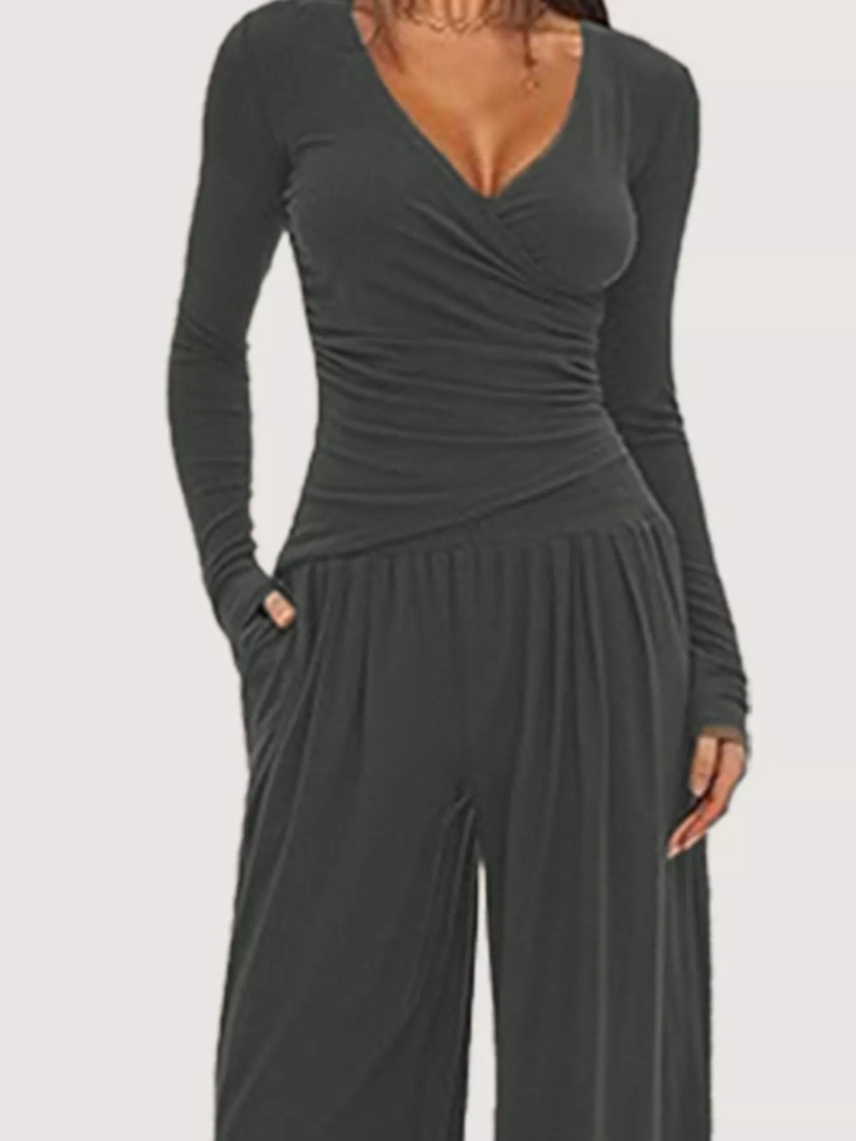 Casual Long Sleeve Top and Wide Leg Pants Set, view 21