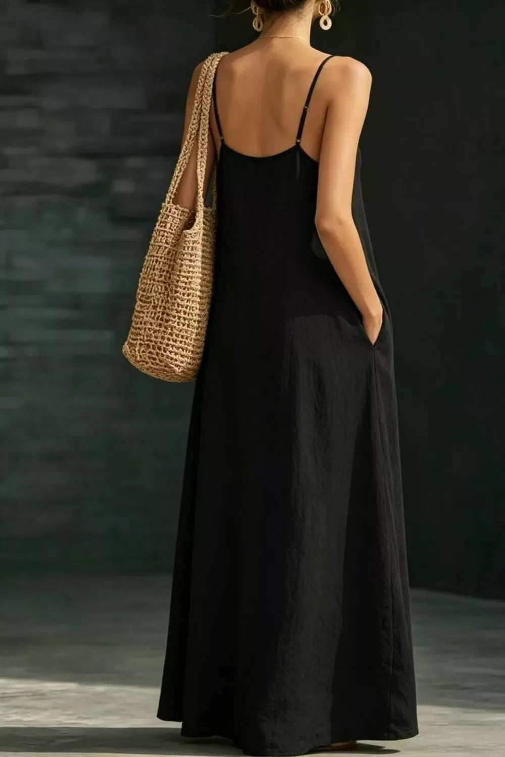Sleeveless loose fit maxi dress styled view