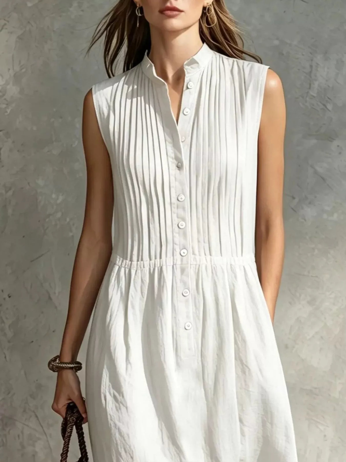 Button front midi dress side profile
