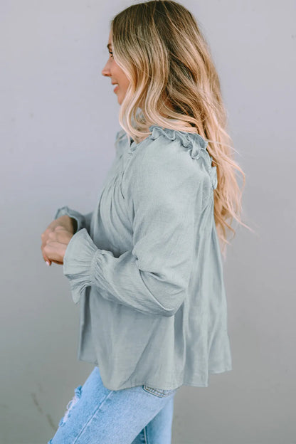 Frill Trim Flounce Sleeve Blouse - Fashorio