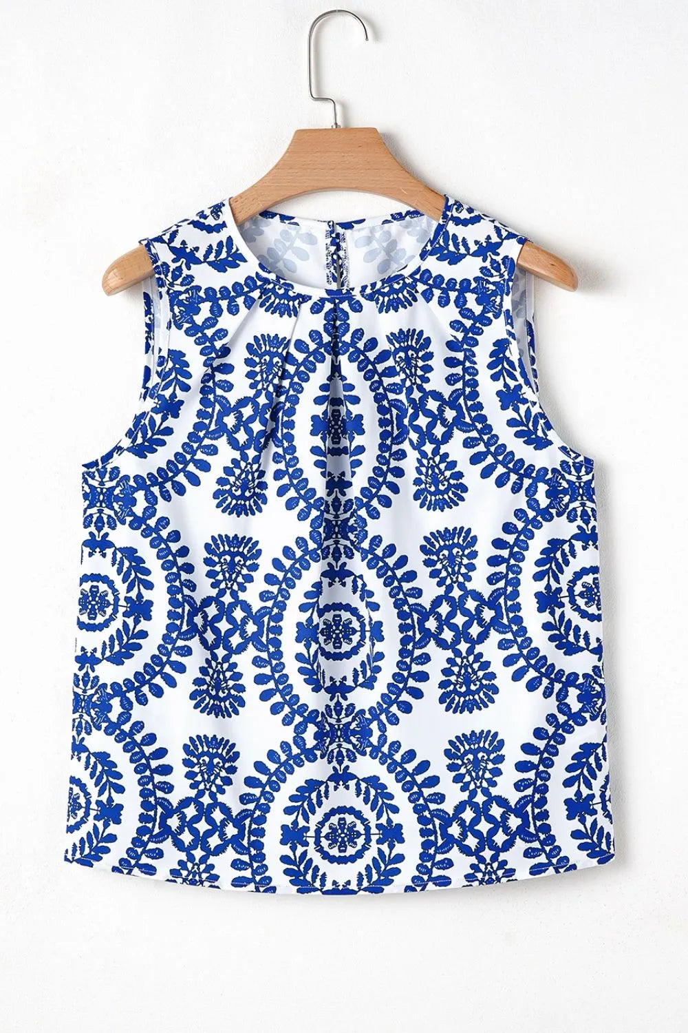 Printed Crew Neck Sleeveless Top, view 9
