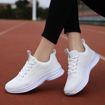 Breathable Mesh Lace Up Athletic White - Fashorio