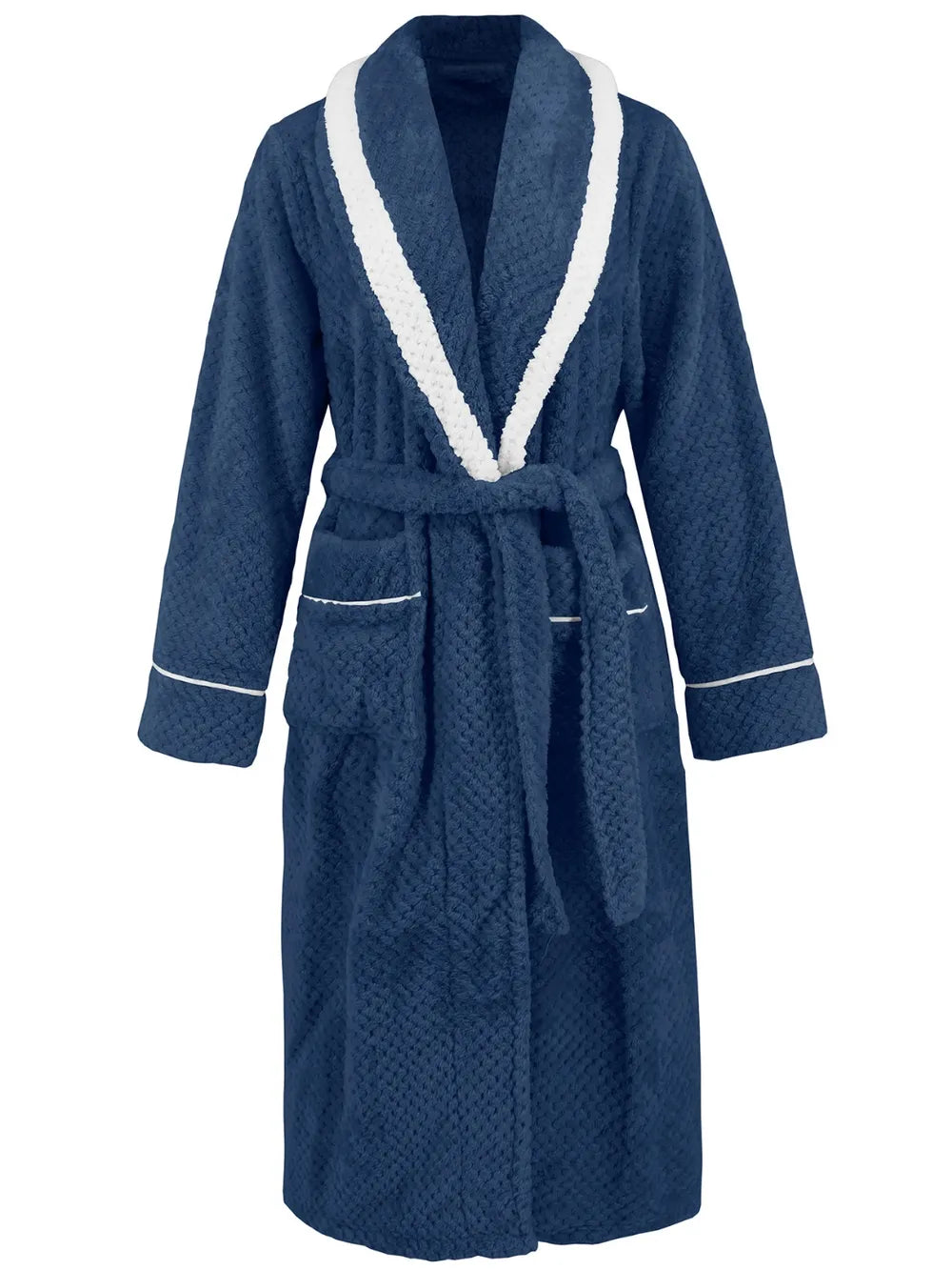 Contrast Trim Tie Waist Lounge Nightgown with Pockets - Fashorio