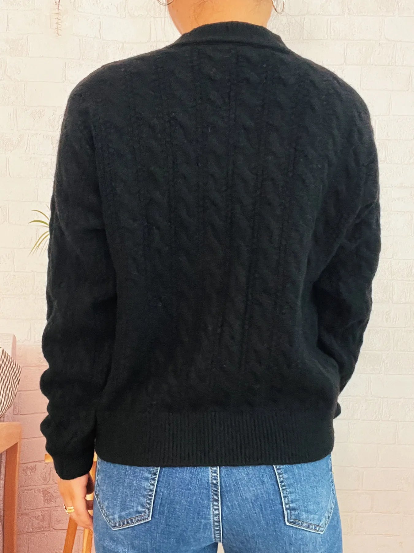 Cable Knit Button-Up Cardigan - Fashorio