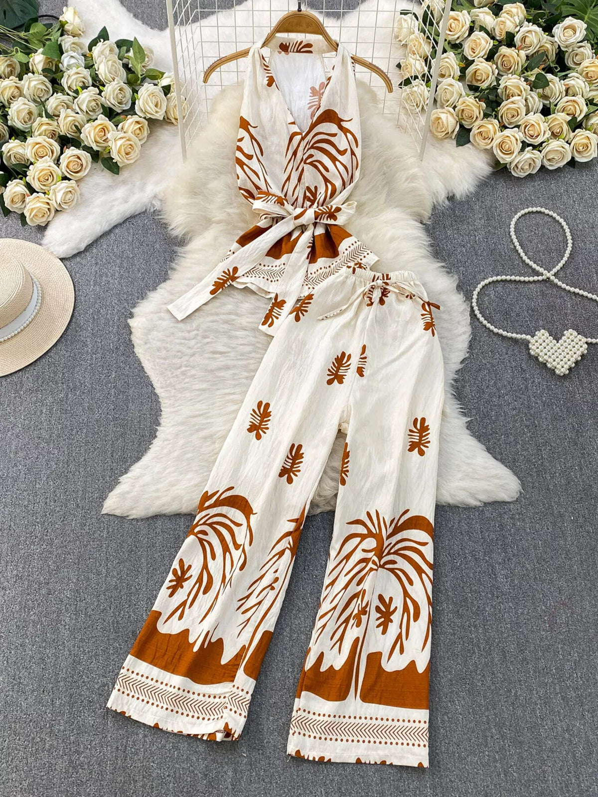 Sleeveless Top and Wide Leg Pants Set, view 10