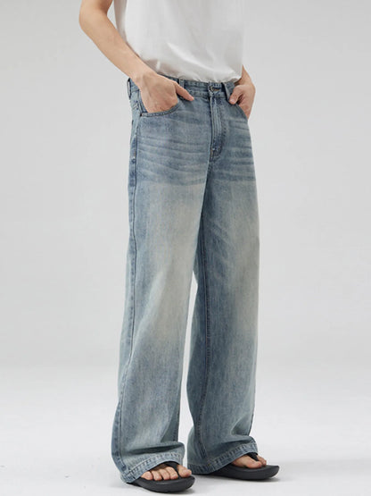 Men's Full Size Washed Wide Leg Jeans Plus Size - Fashorio