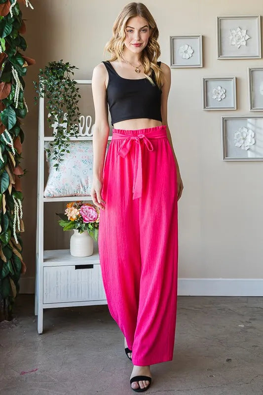 Front tie paperbag waist pants front view