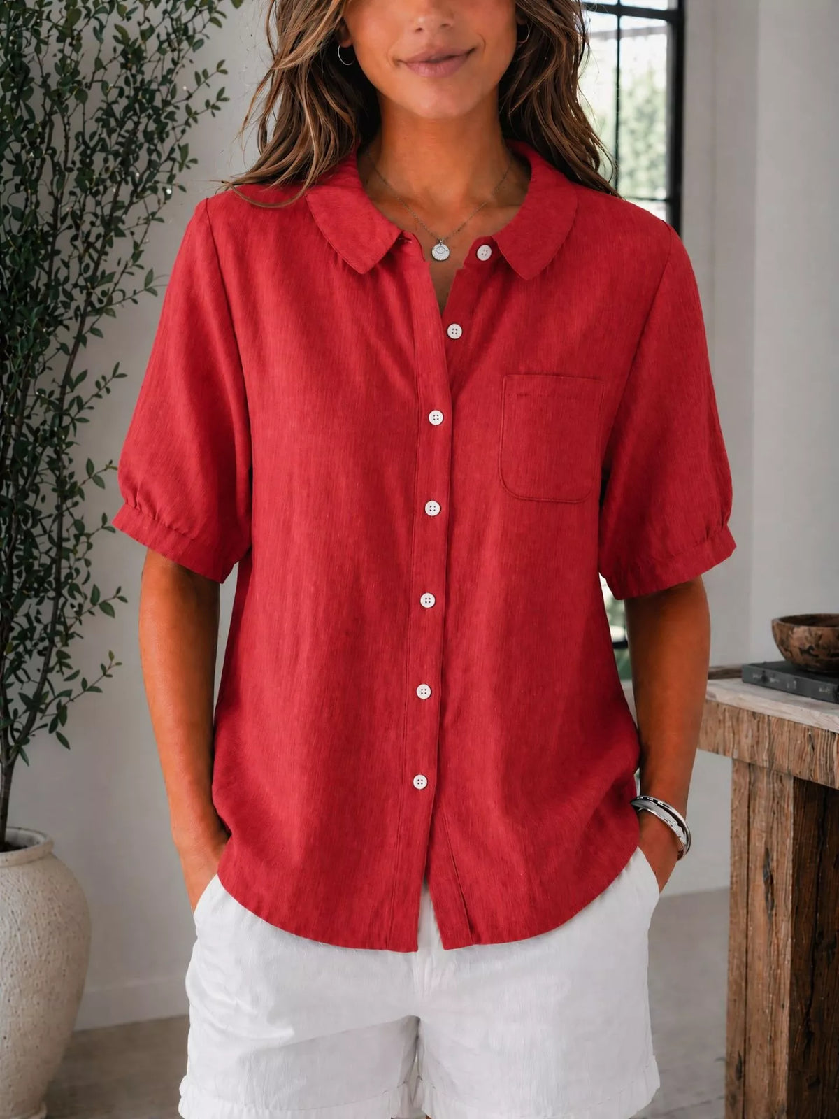 Detail of the chest pocket on the shirt