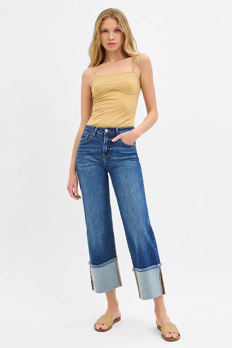 RISEN mid rise wide leg jeans styled look