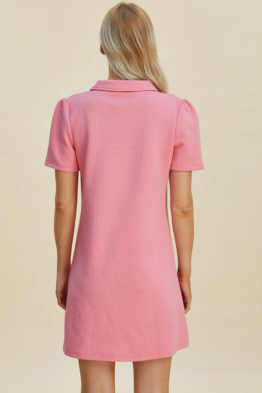 Short sleeve textured dress in ivory colorway