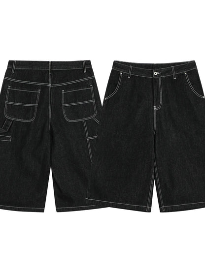 Men's Denim Shorts with Contrast Stitching - Fashorio