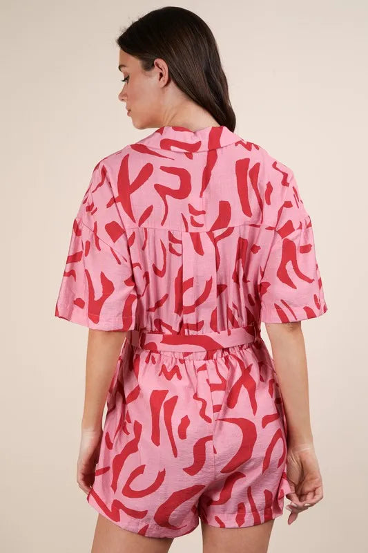 Oversized Printed Button Down Resort Romper side view