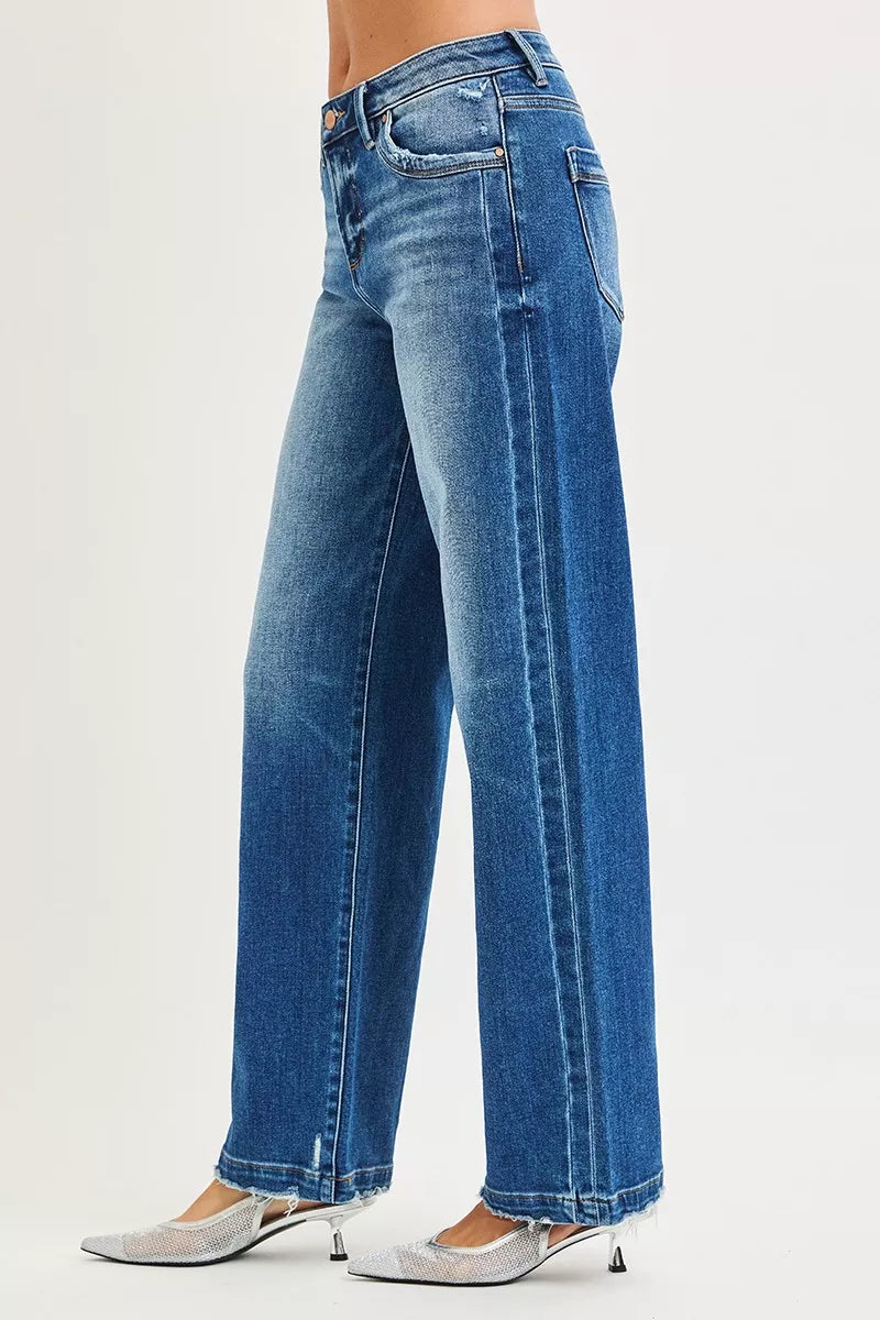 RISEN slouchy jeans raw hem back view