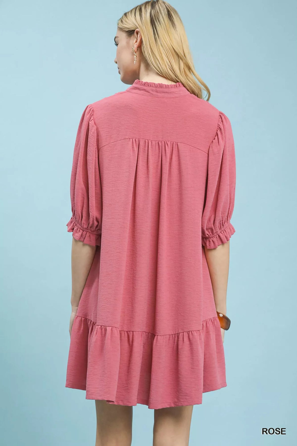 Lace Yoke Tiered Mini Dress side view