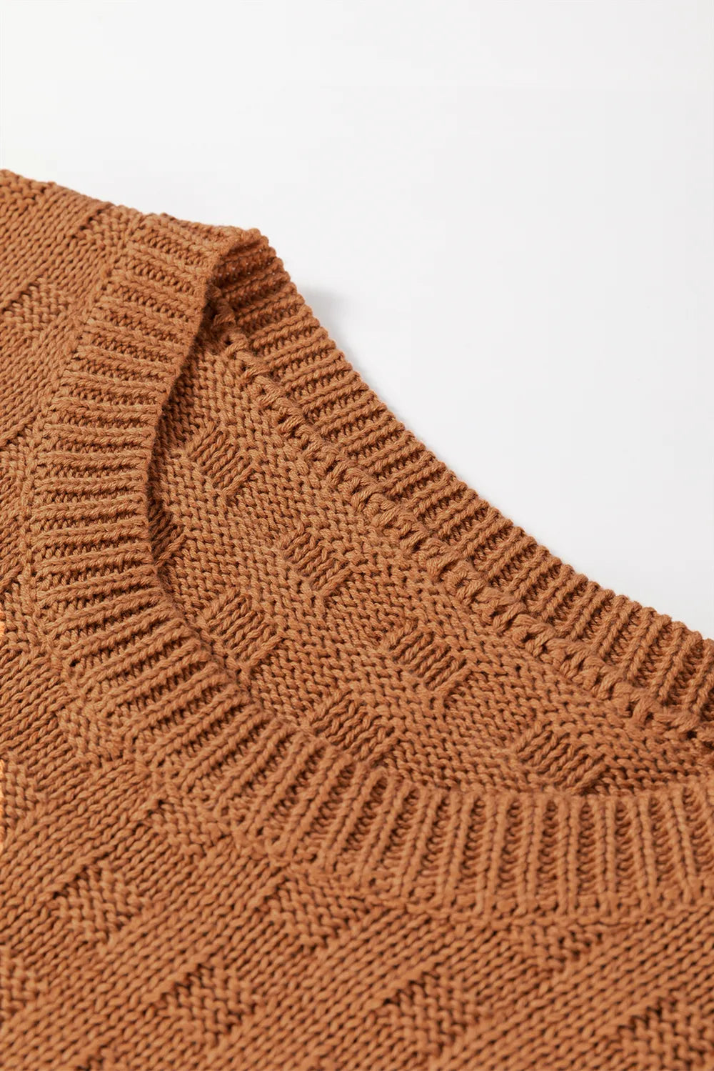 Round Neck Cap Sleeve Sweater Vest in Camel on model
