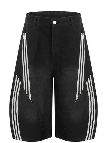 Men's Striped Loose Fit Denim Shorts - Fashorio