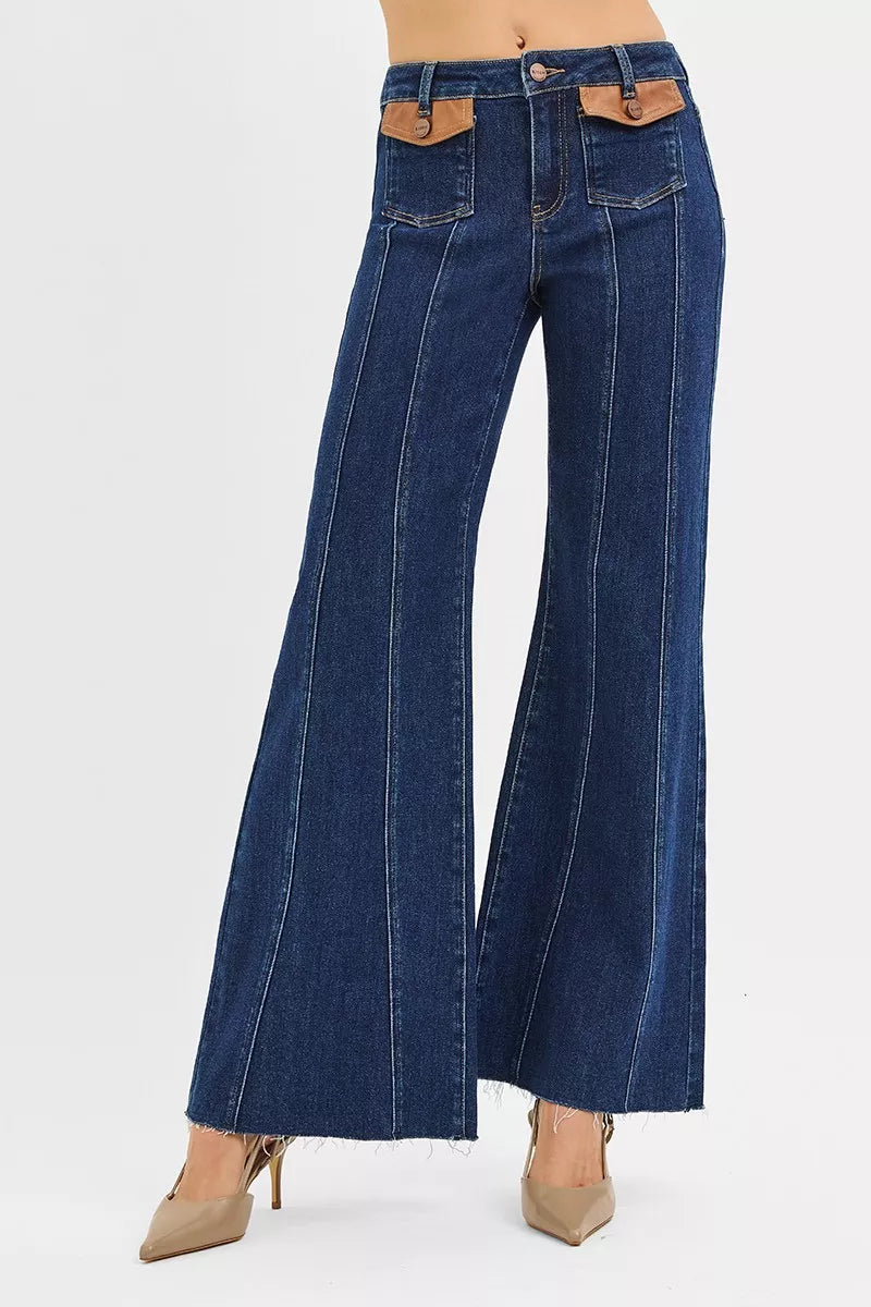 RISEN high rise flare jeans side profile