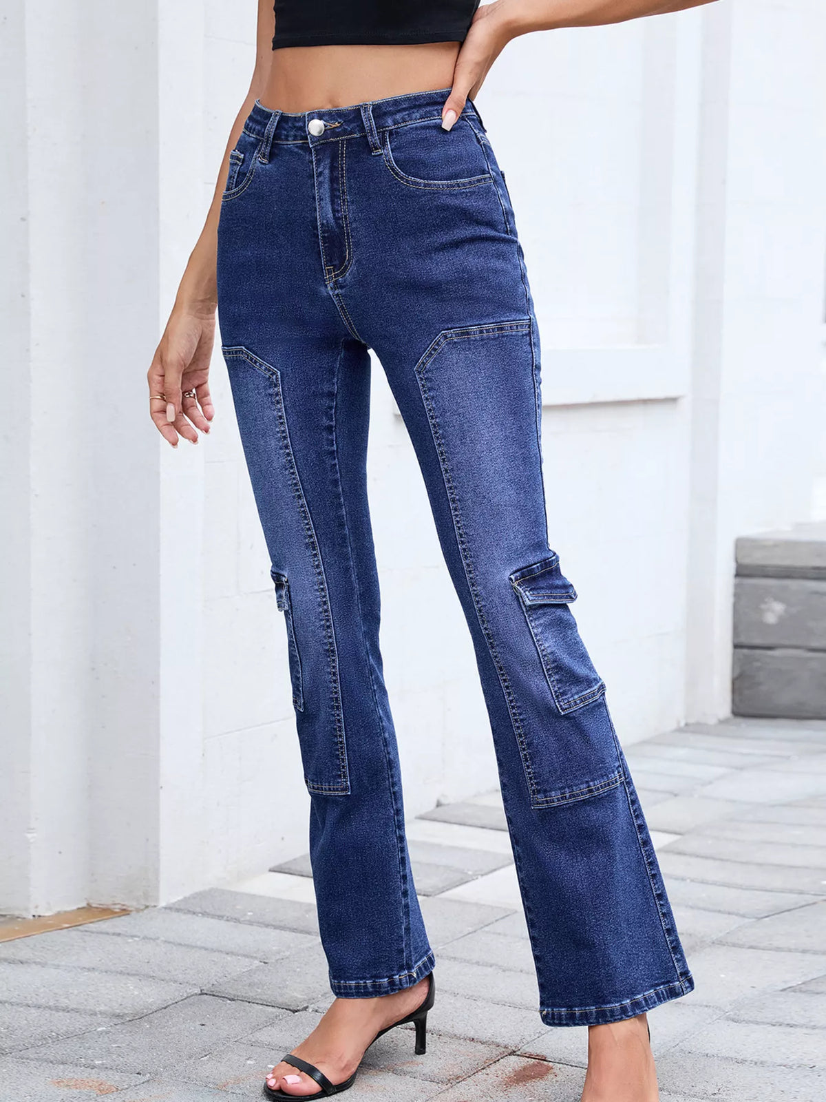 Black high waist bootcut jeans