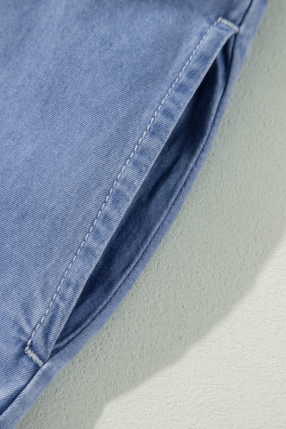 Blue chambray denim maxi dress full length