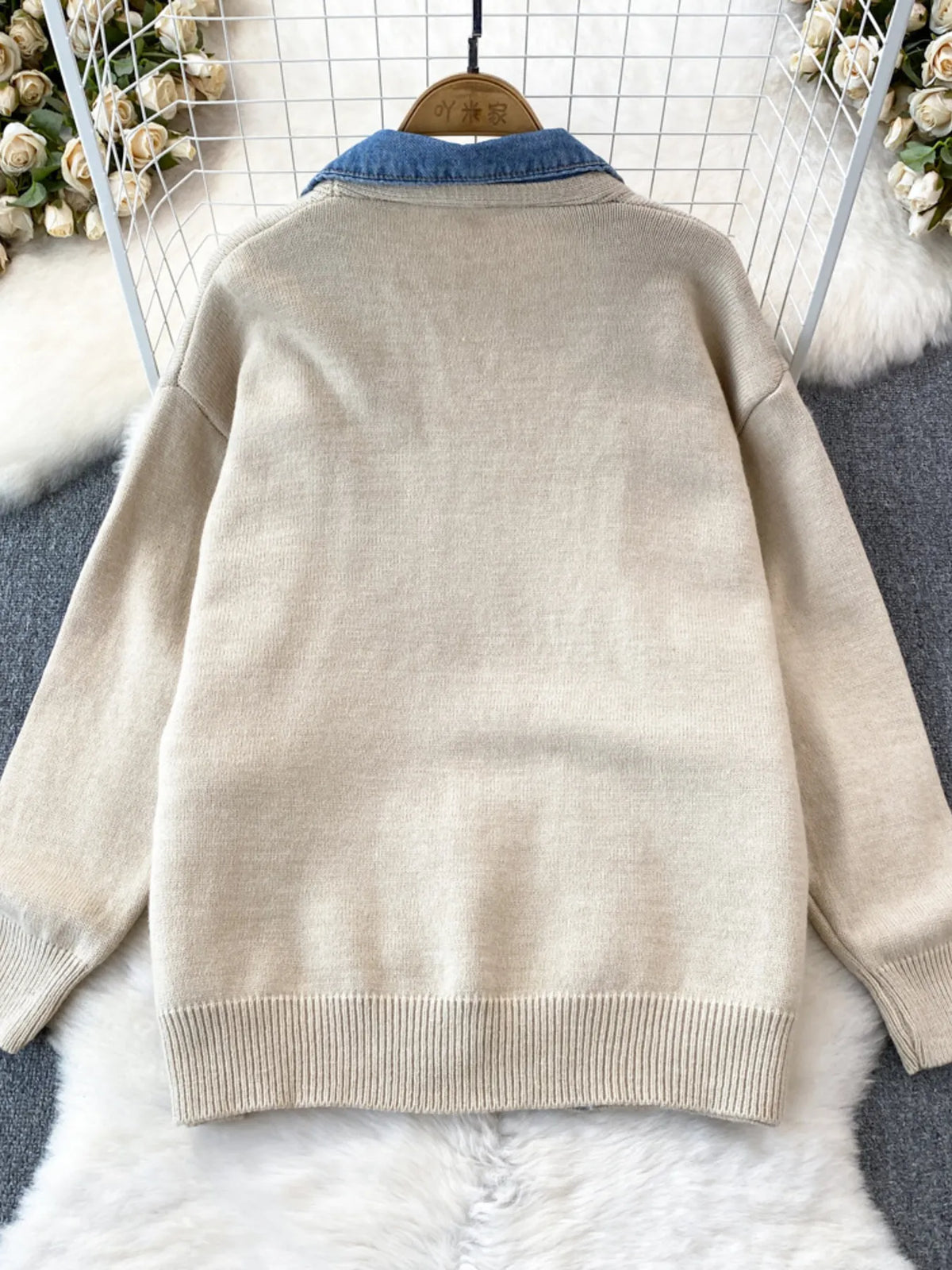 raw hem patchwork pocket cardigan styled outfit view