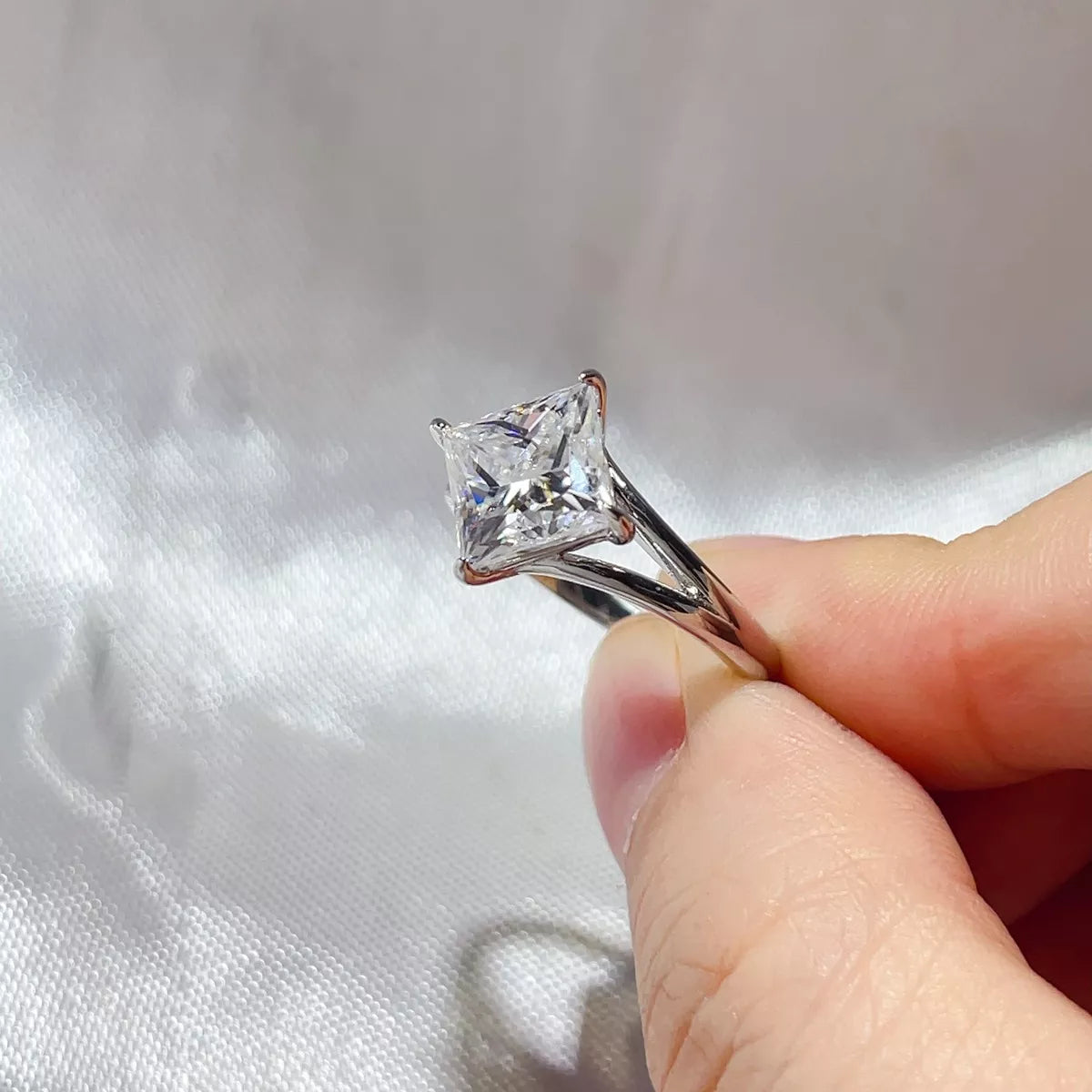 Side profile of the sterling silver band and stone setting