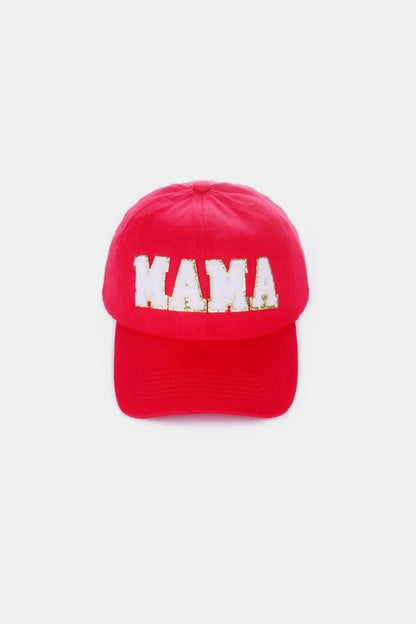 MAMA Chenille Patch Baseball Cap Ruby One Size - Fashorio