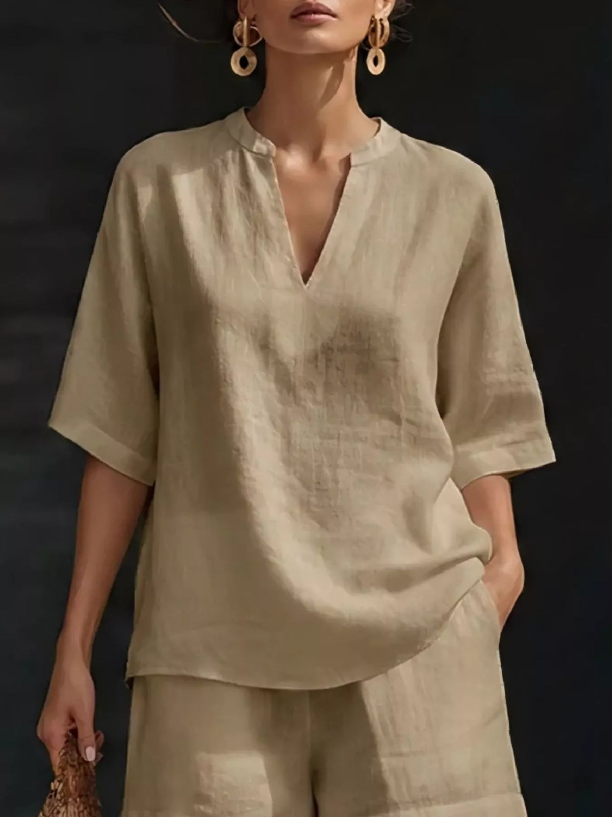 Coordinated shorts set side profile