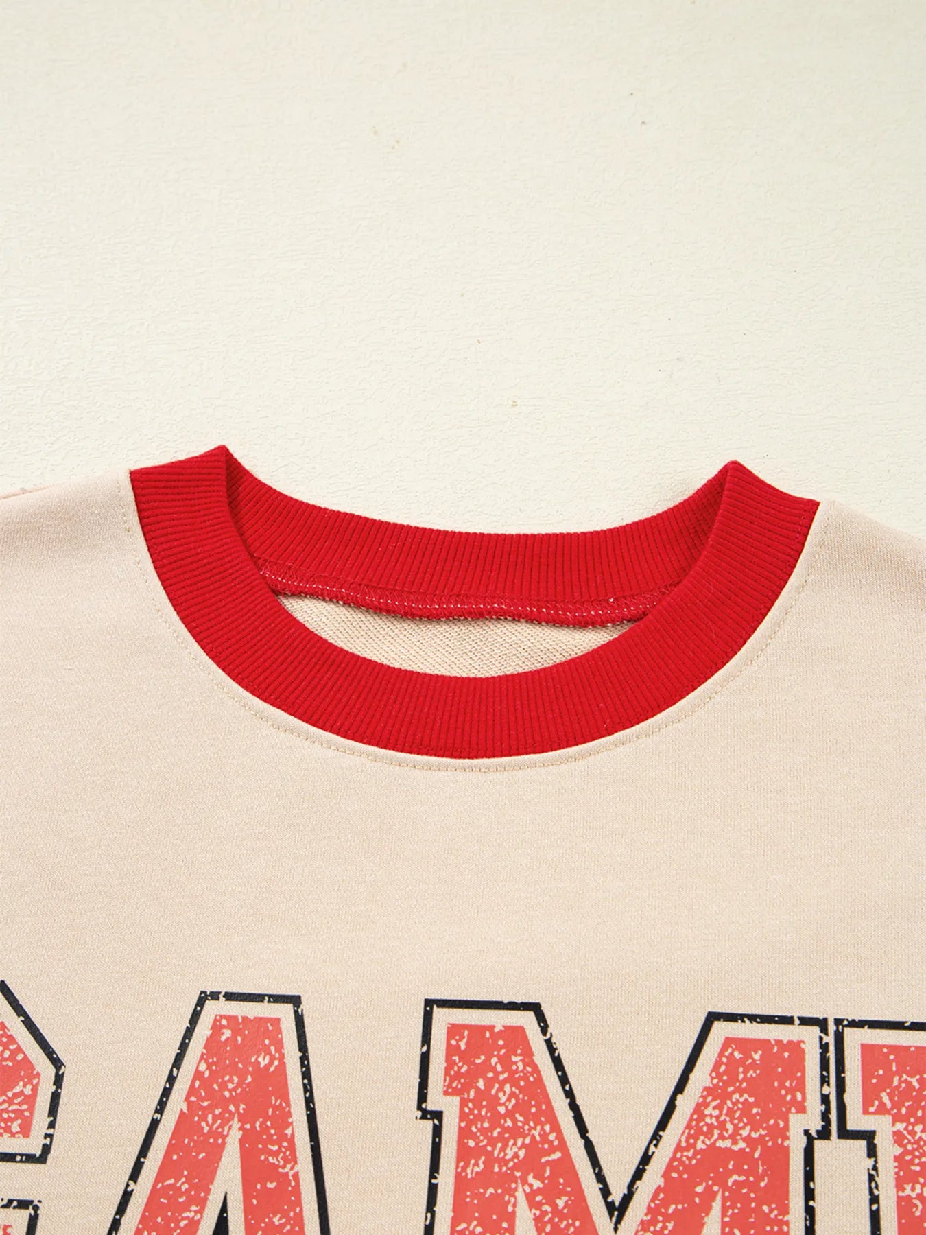 GAME DAY Letter Graphic Round Neck Sweatshirt - Fashorio