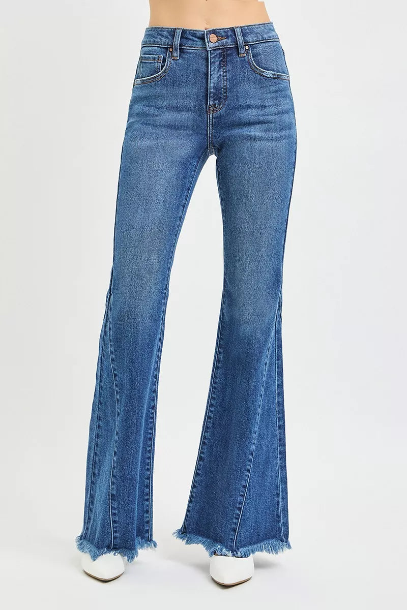 RISEN mid rise flare jeans side profile