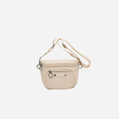 Texture PU Leather Crossbody Bag Beige One Size - Fashorio