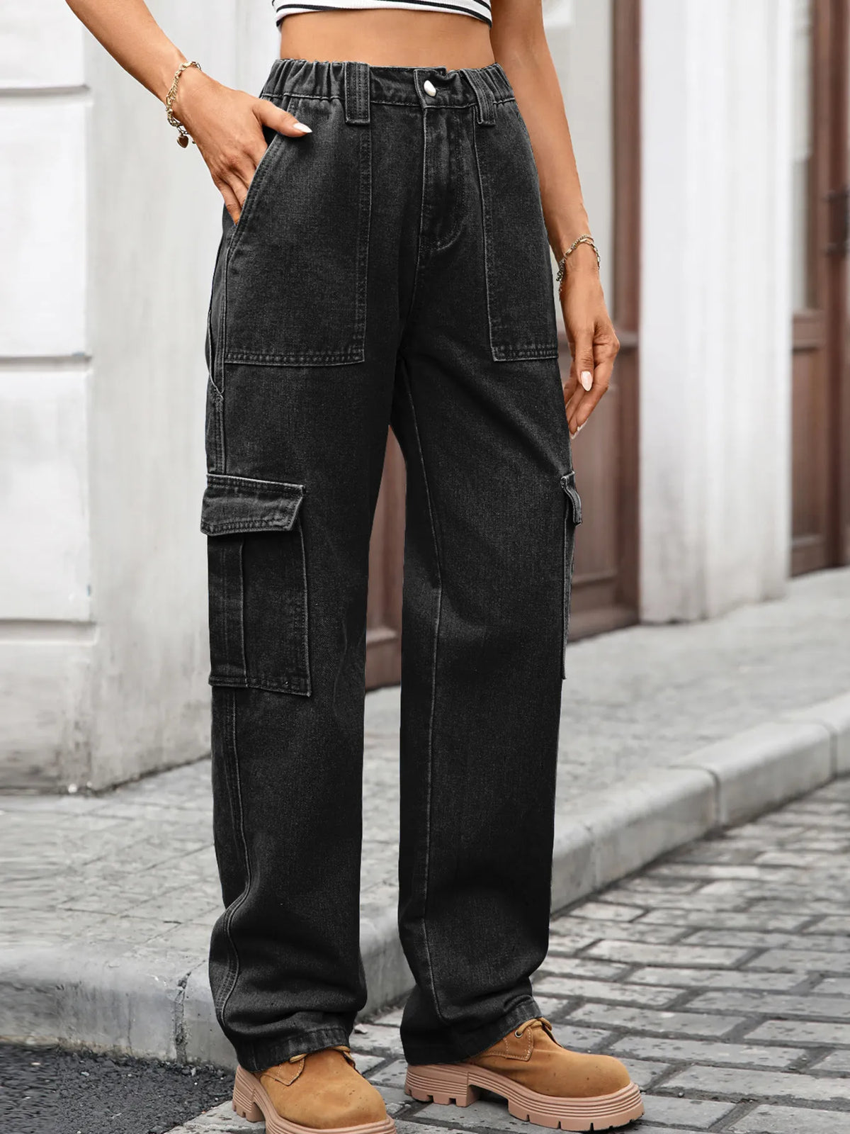 High Waisted Cargo Jeans, view 12