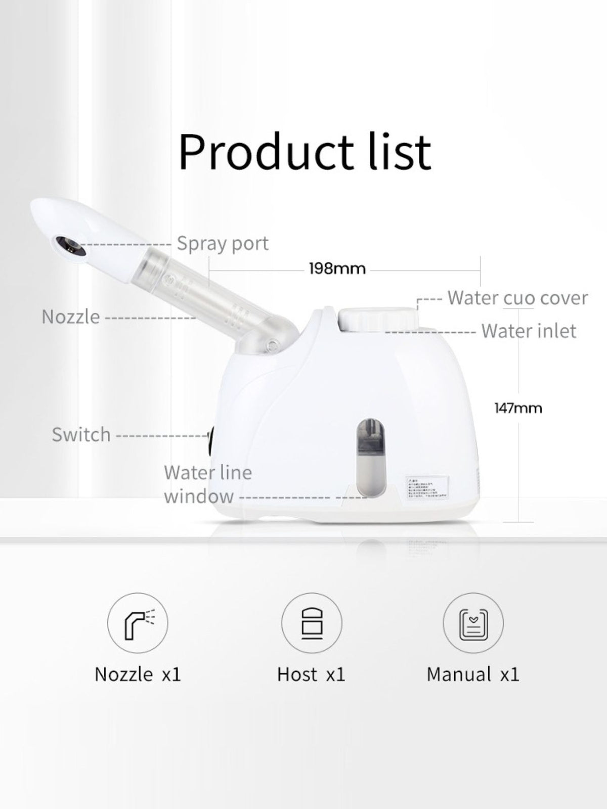 Facial steamer producing warm mist