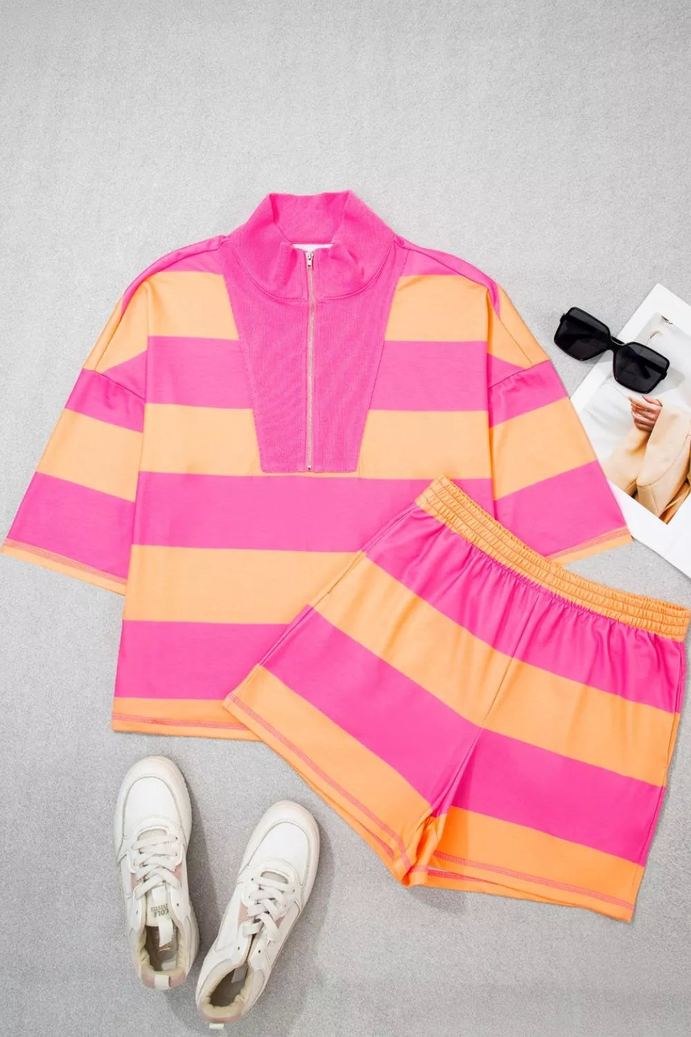 Striped two piece set side view