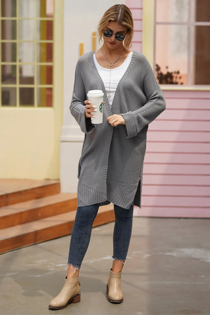 Open Front Long Sleeve Cardigan - Fashorio