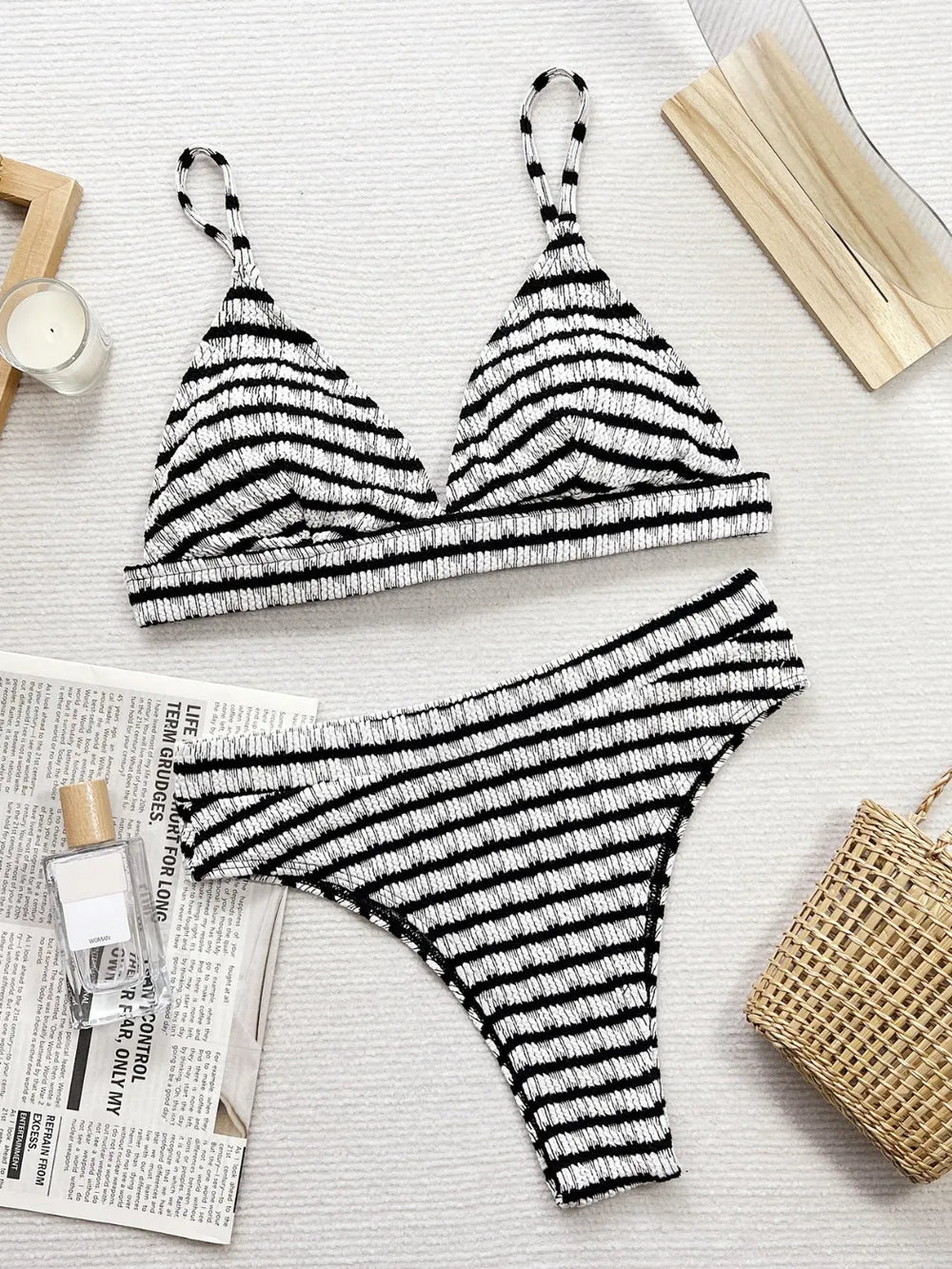 Striped two-piece bikini set back view