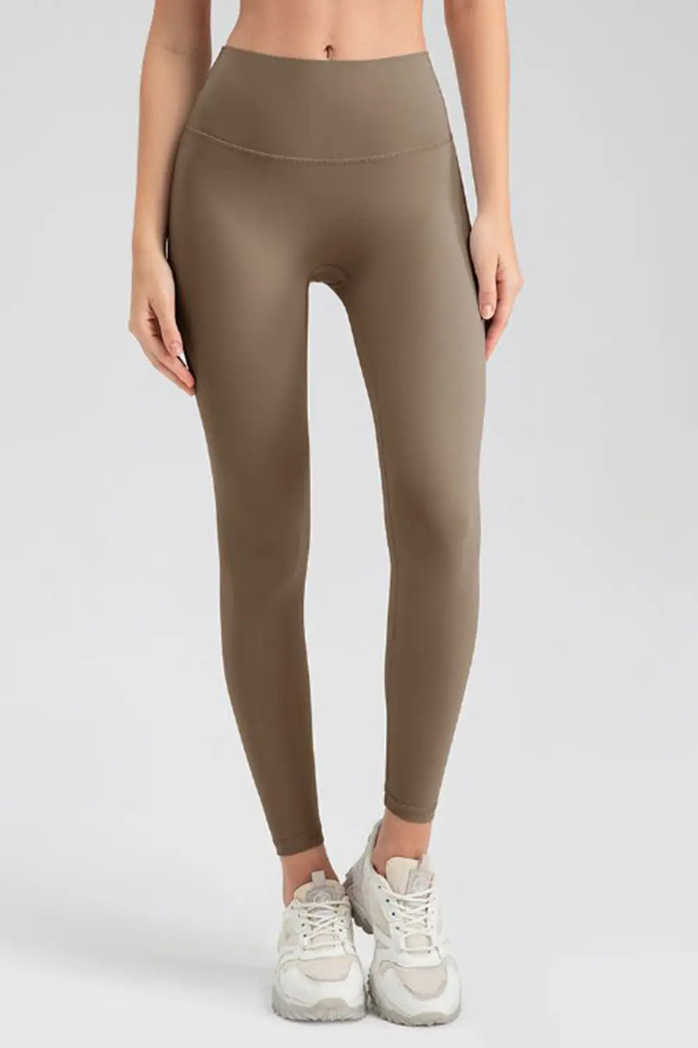 wide waistband sport leggings front view