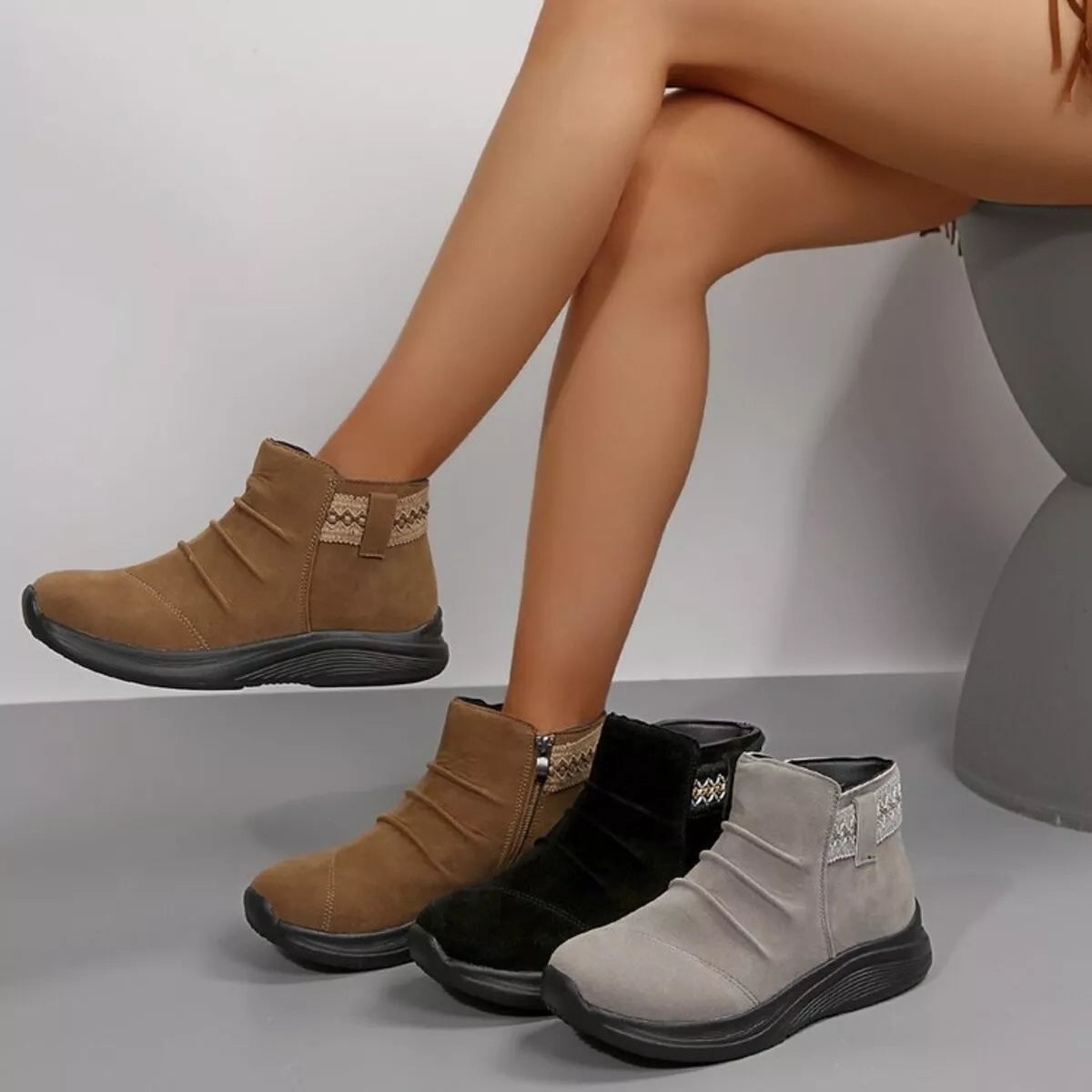 Platform boots round toe front view