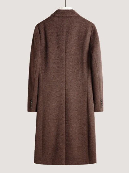 Men's Plus Size Double-Breasted Wool Overcoat - Fashorio