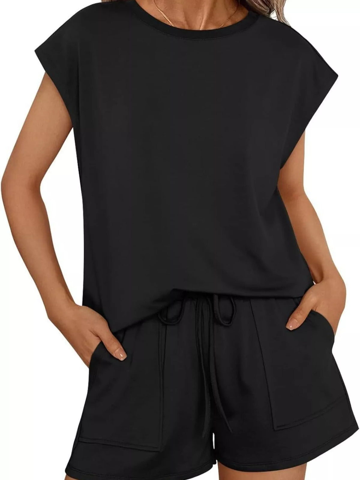 Casual Solid T-Shirt and Shorts Set, view 12