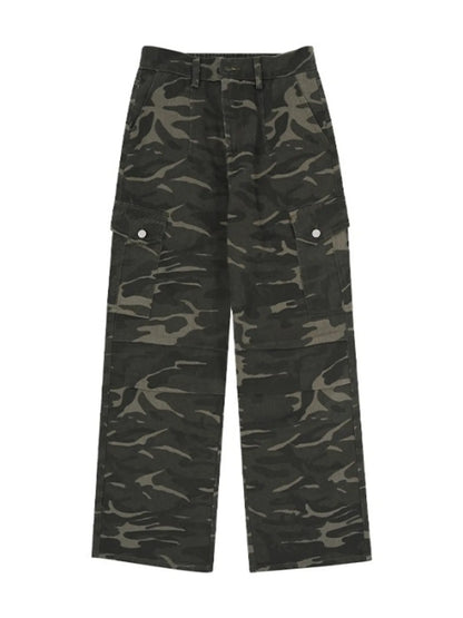 Men's Full Size Camouflage Cargo Jeans with Multi-Pocket Design Plus Size - Fashorio